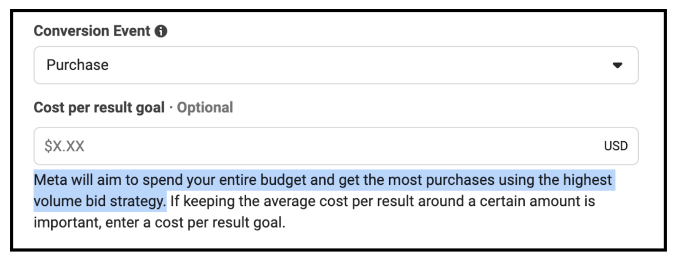Capture d'écran de l'interface Meta Ads Manager – Cost Cap